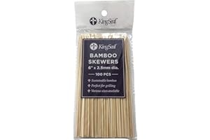 1600 Count | KingSeal Natural Bamboo Wood Grilling Skewers, 6 Inches x 2.5mm Diamter, for Shish Kebabs, BBQ, and Fruit Arrangements, Bulk Pack - 16 Packs x 100 Skewers