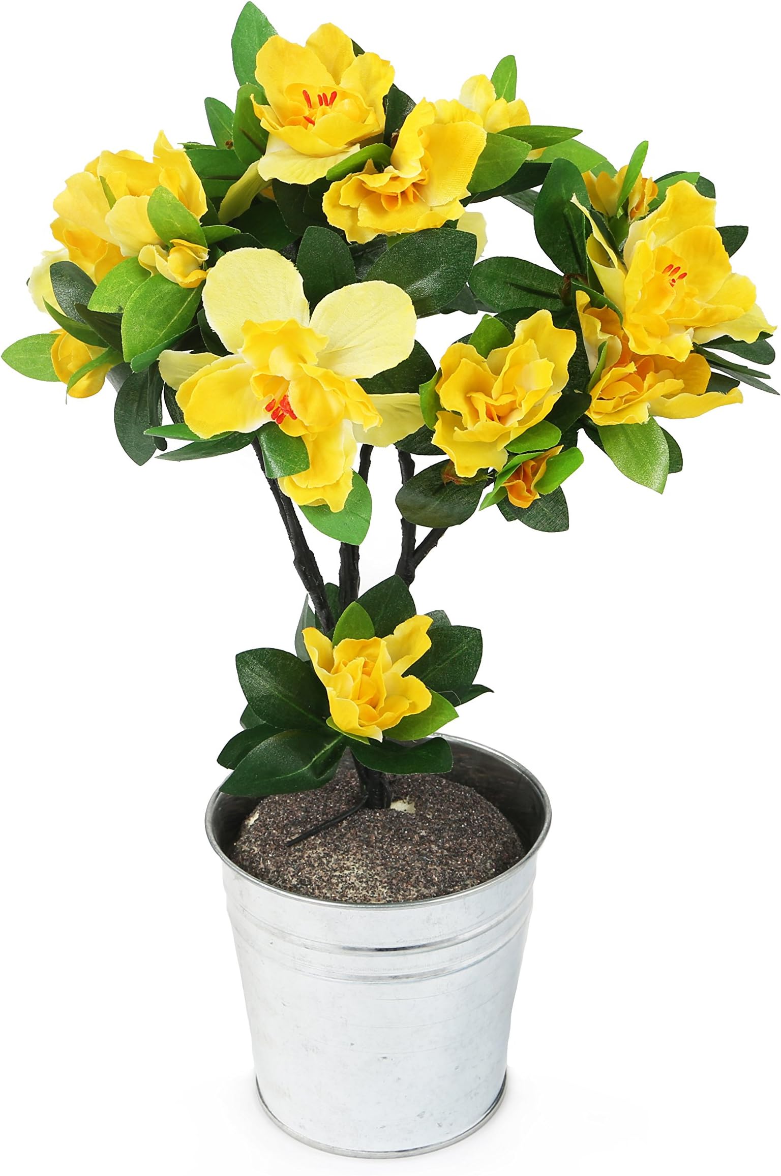 Closer2Nature Artificial 35cm Yellow Azalea Plug Plant - Pot Not Included