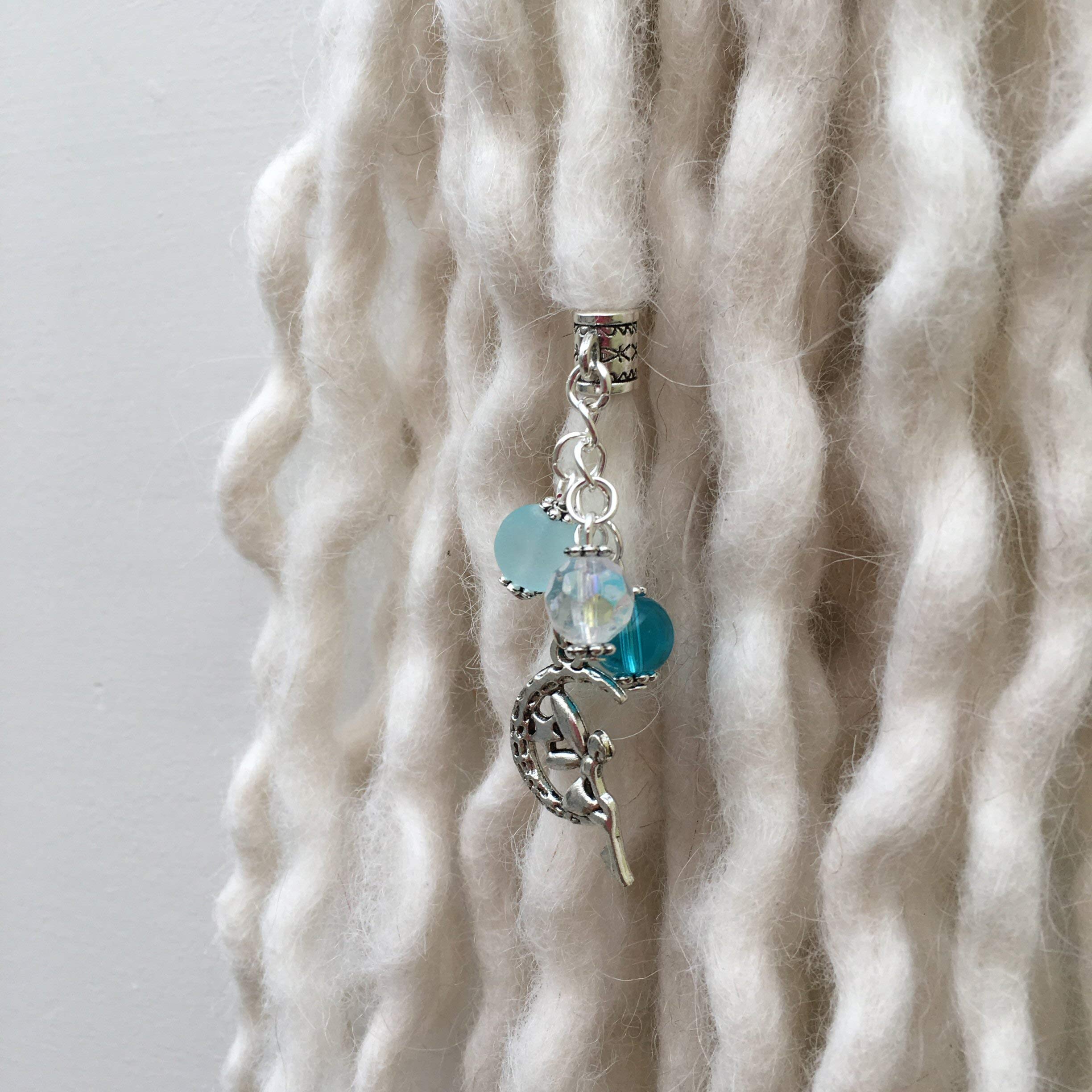 Tibetan Silver Fairy Moon Dangle Dreadlock Bead