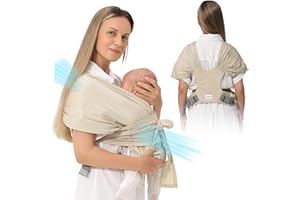 JRCuddles Baby Wrap Carrier AirMesh - from Newborn Infant to Toddler up to 44 lbs - Easy Child Sling for Carrying Kangaroo Style - Lightweight Chest Harness Baby Carrier for Mom and Dad