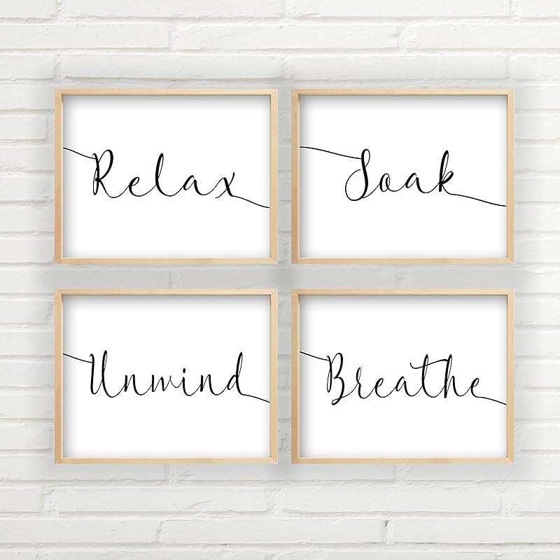 Amazon.com: Relax Soak Unwind Wall Art Bathroom - Set of 4 Unframed