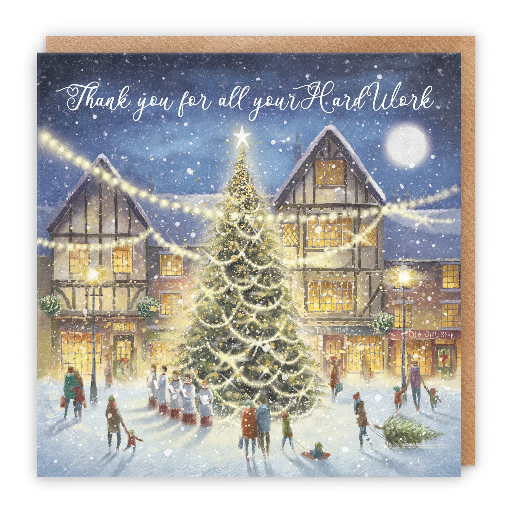 Hunts England - Thank You For All Your Hardwork Christmas Card - 'Christmas Eve' - Milo's Gallery Collection - Xmas Card For Business To Give To Employees, Staff, Colleagues, Workers, etc.