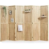 Pegboard Display, 5.6Ft Portable Freestanding Wall Organizer Wooden Room Divider Folding Privacy Screens for Craft Art Display Board (6 Panels, Natural)