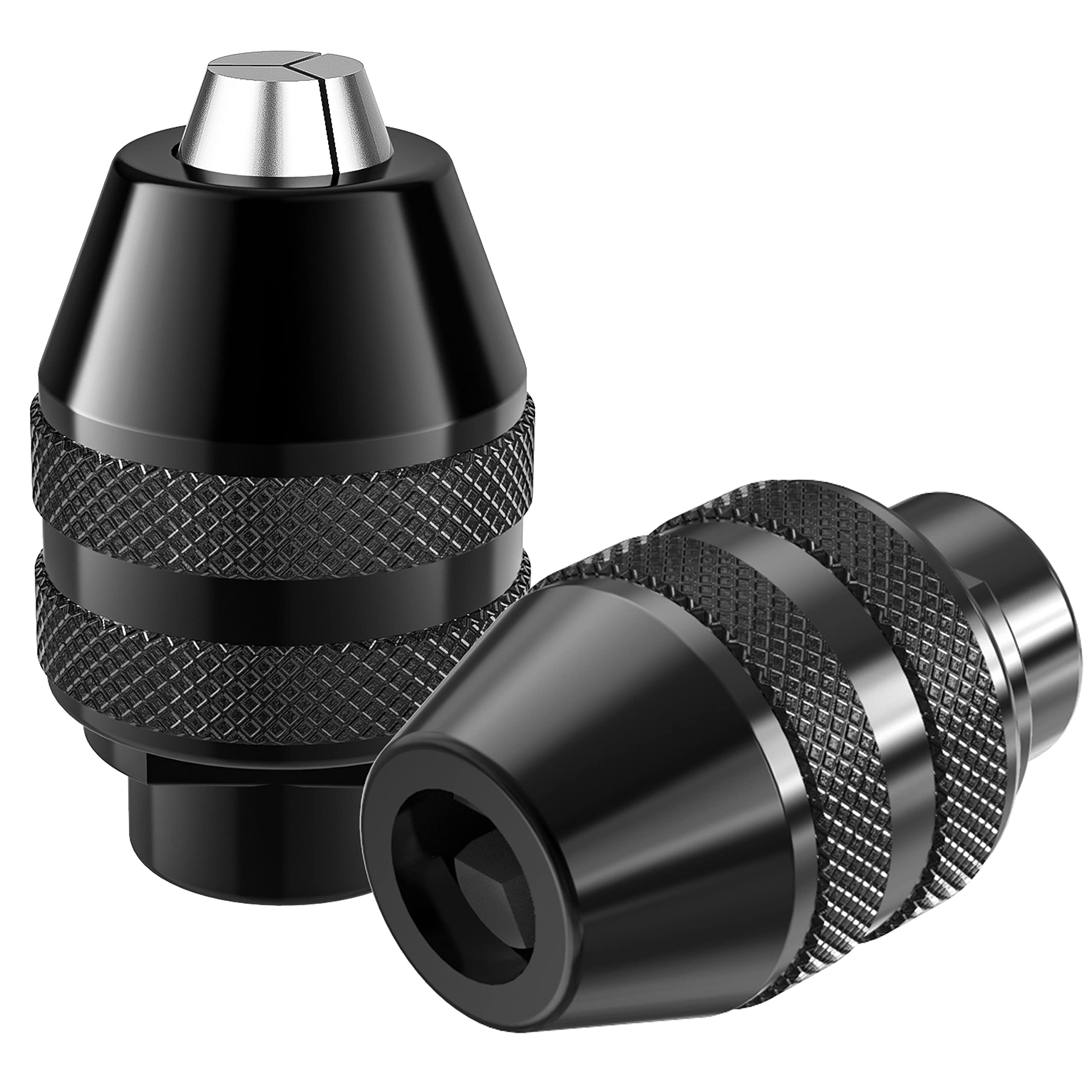 2-Pack Keyless Chuck Adapter For Dremel Rotary Tools – 1/32" To 1/8", All-Metal 3-Jaw Quick Change