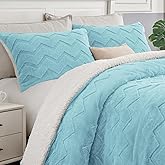 BEDELITE Fluffy King Size Comforter Set - Super Soft Sherpa Light Blue Comforter for King Size Bed, Luxury Warm Bedding Set for Winter, Fuzzy Bed Set 3 Pieces (1 Comforter, 2 Pillowcases)