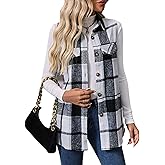 ZILIN Women's Flannel Plaid Vest Button Down Sleeveless Shacket Shirt Jacket