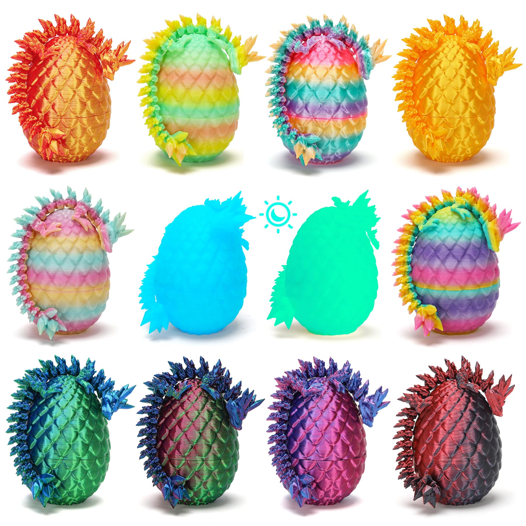 Photo 1 of 12PCS 3D Printed Dragon Eggs with Dragon Inside, Easter Basket Stuffers for Teens, Easter Gifts for Kids, Easter Basket Filler Ideas, Prefilled Easter Eggs Bulk, Easter Egg Fillers Toys for Boys Girls