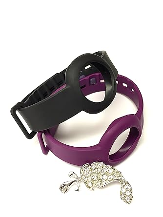 BSI Set 1pc Purple and 1pc Onyx / Black Colors Replacement Straps for Jawbone UP Move Only /No tracker/ Wireless Activity Bra