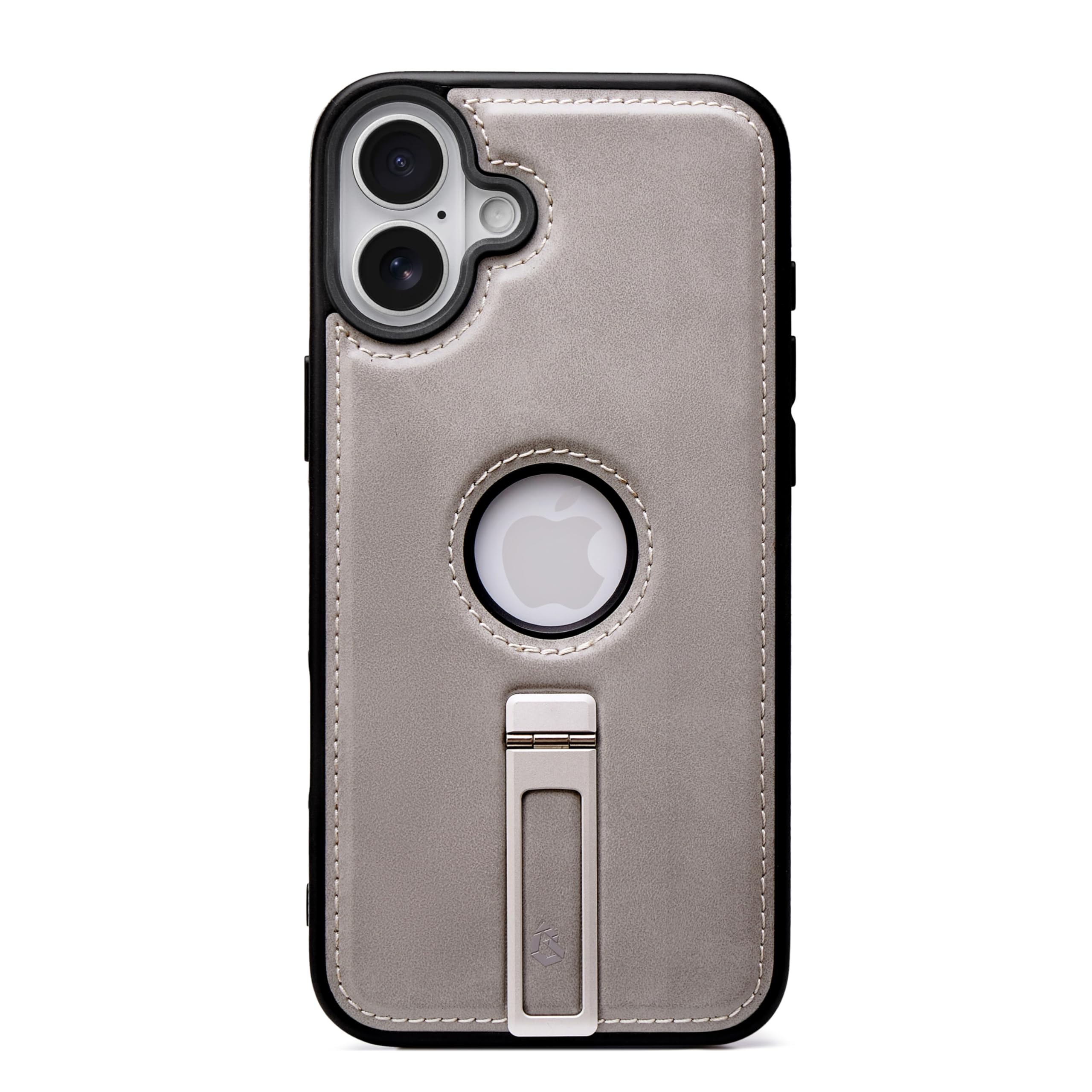 Bullroye for iPhone 16 Plus Case Leather with Stand, Strong Magnetic Fits for MagSafe (White Titanium, iPhone 16 Plus)