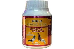 HULX Power Plus 100 Tablets, Fast Increasing Energy Formula Rooster Booster Vitamins Health Chicken Supplement for Good Health, Build Muscle, Blood, Power Feed Poultry Bird Hen Food