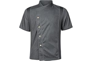 QUNBZOU Unisex Chef Coat for Men Women Short Sleeves Solid Chef Jacket Hotel Restaurant Work Shirt Uniform