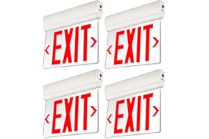 LEONLITE Emergency Exit Sign, LED Edge Lit Exit Sign, Exit Light with Battery Backup, UL Listed, Double Sided, Rotating Acrylic Clear Panel, Top/Side/Wall Mount, 120/277V, Red, Pack of 4