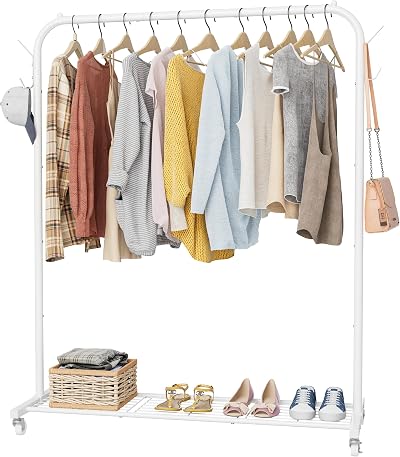 HOMIDEC Clothes Rail Portable Rack with Shelf 40 kg Capacity White 100x41x160 cm