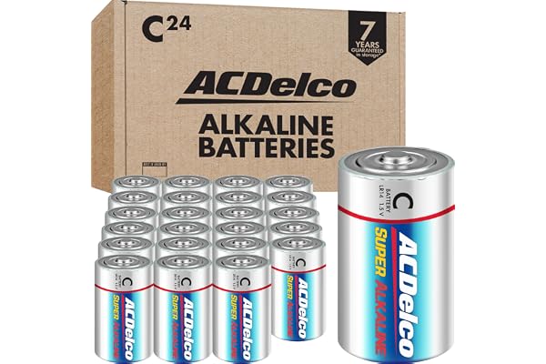 ACDelco 24-Count C Batteries, Maximum Power Super Alkaline Battery for Home and Office, 7-Year Shelf Life, Reclosable Packagi