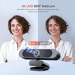 DEPSTECH 4K Webcam, DW49 HD 8MP Equipped with Sony