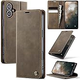 Cracedily Wallet Case for iPhone 16 Leather Wallet Flip Cover with Card Holder, Kickstand, Magnetic Closure, RFID Blocking TPU Shockproof Phone Case Compatible with iPhone 16, Coffee