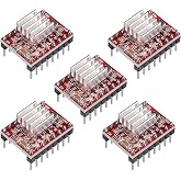 hiBCTR 5-Pack A4988 Stepper Motor Driver Module with Heat Sink | 5 microstepping resolutions, adjustable current potentiometer, for 3D printer, CNC, RAMPS projects