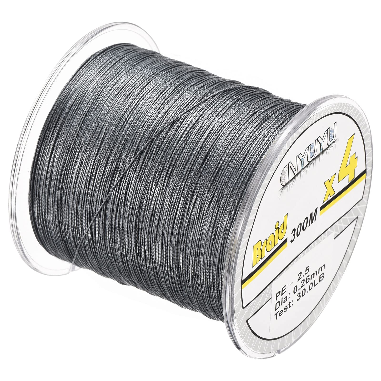 PATIKIL 328Yard/984Ft Braided Fishing Line 4 Strands, 30LB PE Braided Line Abrasion Resistant Zero Stretch for Saltwater or Freshwater, Grey
