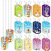 soleim 24 Pieces Christian Dog Tag Necklace Set, Bible Verse Religious Necklaces for Inspirational Party present