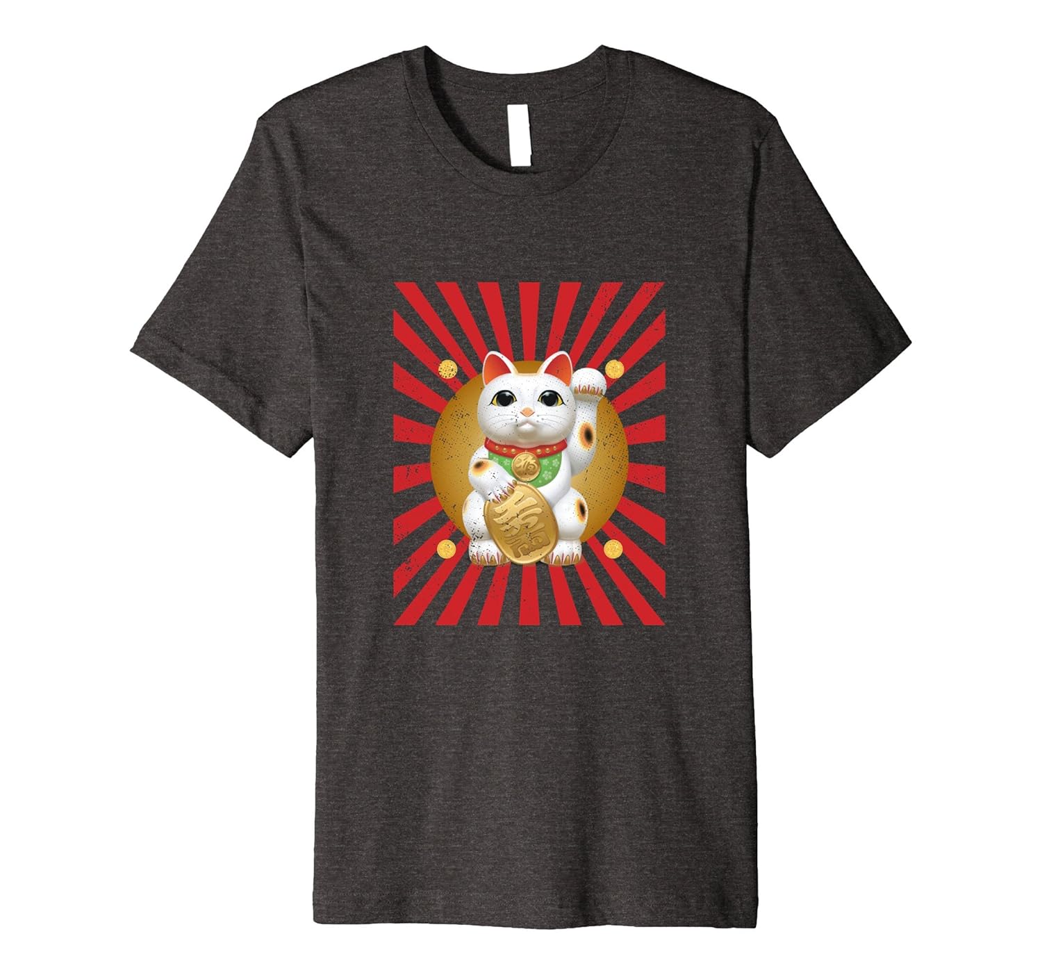 Maneki Neko Lucky Fortune Japanese chinese Cat Gift Tshirt-ANZ