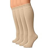 Hugh Ugoli Women Cotton Knee High Socks, Long Dress School Uniform Socks Soft, Lightweight, Size 5-8 & 8-11, 3 & 4 Pairs