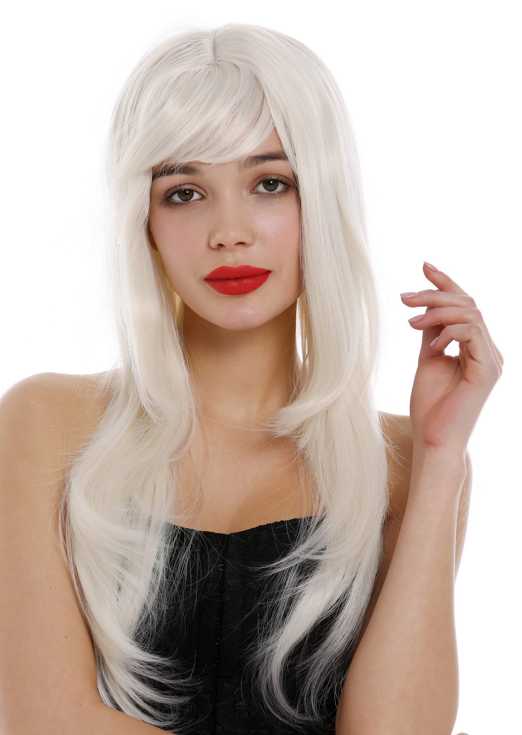WIG ME UP - GF-W09-60 Lady wig long straight but layered parted fringe white-ish blond platinum