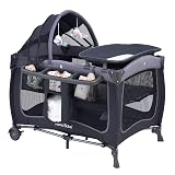 Pamo Babe Baby Playard with Canopy, Portable Crib with Changing Table