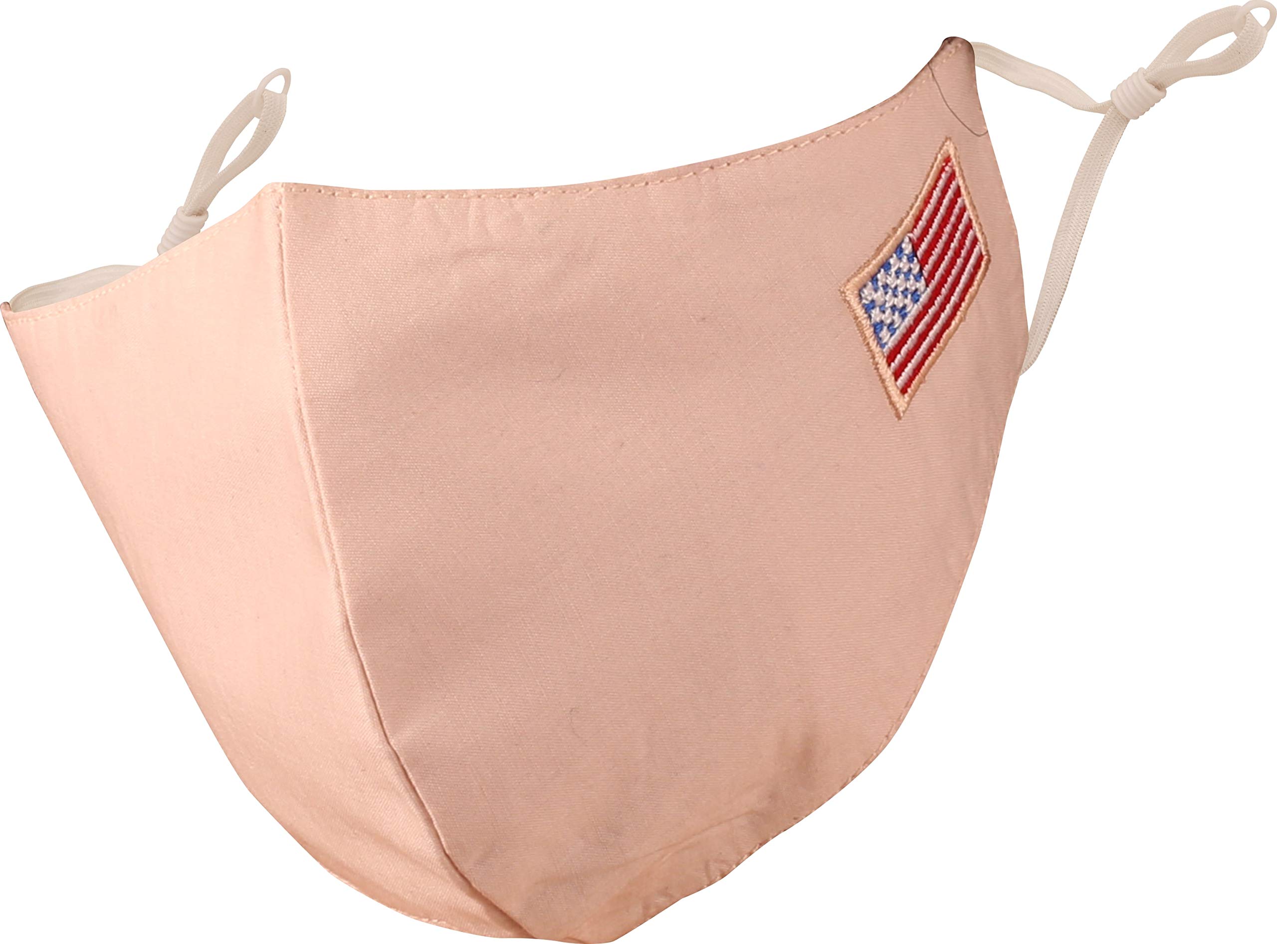 Touchstone American US Flag embroidered 3 layer medium size cotton face masks reusable washable adjustable for men, women. (Pack of 1). Light Pink — image 1