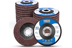 MIDO PROFESSIONAL ABRASIVE Flap Disc 4 1/2 inch 20 Pack for Angle Grinder Sanding Disc Assorted Grit 40 60 80 120 Aluminum Oxide Sanding Grinding Wheels 4.5 x 7/8 Inch Flat Type #27