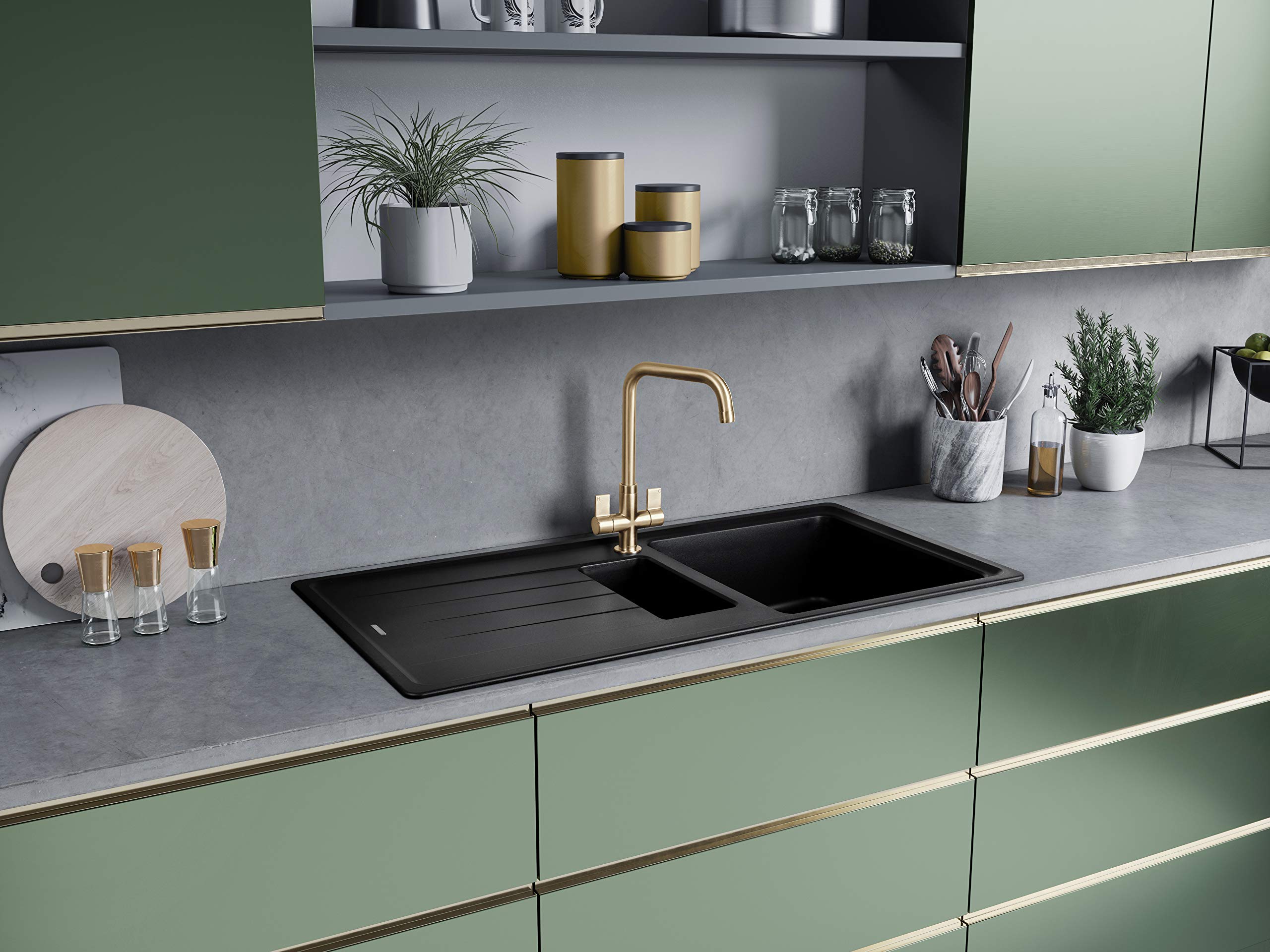 Rangemaster ELE1052AS/element 1000 x 500 mm 1,5 Bowl Sink – ASH SVART kök