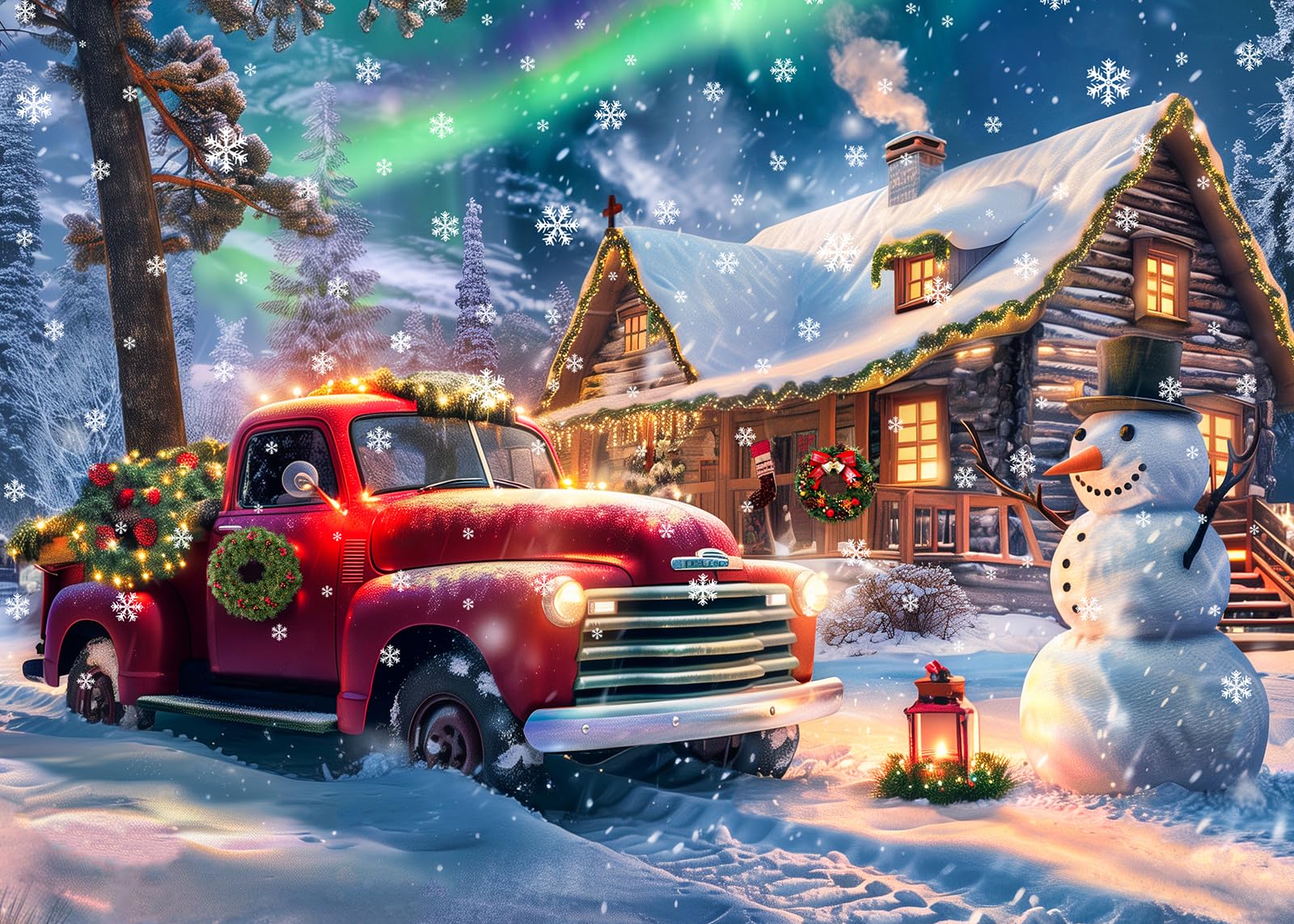 Photo 1 of 1000 Piece Puzzle for Adults, Christmas Snowy Night Puzzles 1000 Pieces, Enchanting Christmas Eve Puzzles for Adults Jigsaw Puzzle Vacation Challenging for Teens