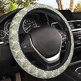 Abstract Florals Block Steering Wheel Cover, Elastic Non-Slip Steering Wheel Protector,Auto Interior Decor for Women Girls,Universal 15" Fit for Sedans,Trucks