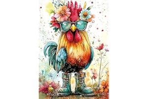 MINIWAN Sunglasses Cool Chicken 1000 Piece Puzzles for Adults, Hard Challenge Thanksgiving Day Art Jigsaw Puzzles, for Gifts Birthday Party Games Family, 27.5 * 19.7 inch Dust Free Puzzle