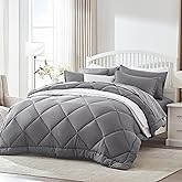 SLEEP ZONE King Size Comforter Duvet Insert, Down Alternative Reversible Comforter, Lightweight, Soft and Breathable Bedding All Season, Diamond Quilting Grey