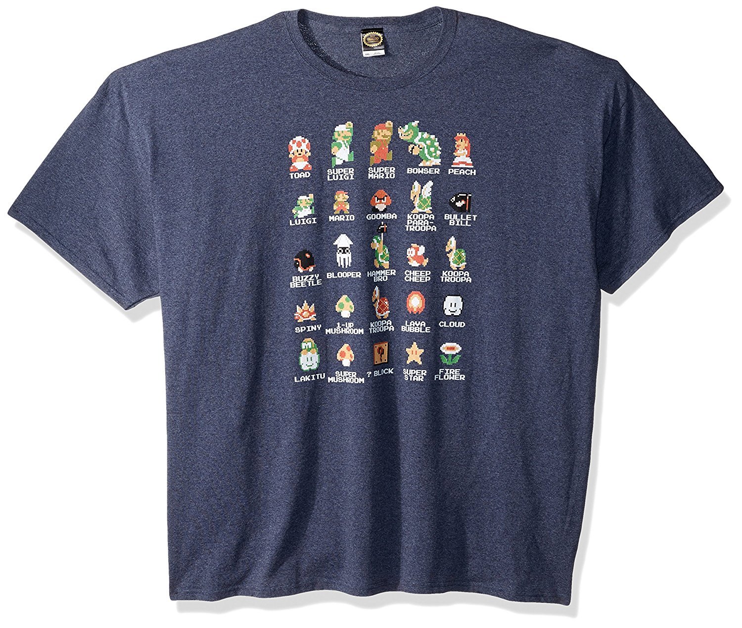 Nintendo Men's Pixel Cast T-Shirt, X-Large, Navy