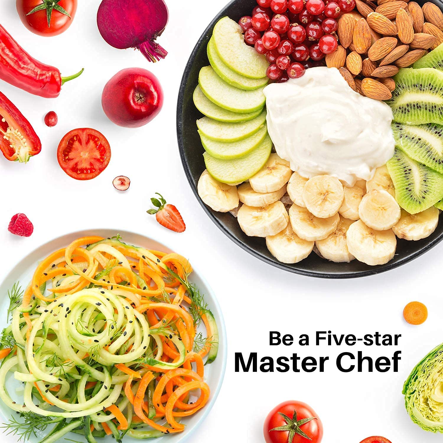 Spiralizer Attachment Compatible with KitchenAid Stand Mixer, Comes with Peel, Core and Slice, Not KitchenAid Brand Spiralizer Attachment (5 Blades)