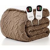 JKMAX Heated Electric Blanket Queen Size-84"x90" Heating Blanket with 10 Heating Levels & 5 Time Settings Over-Heat Protection,Winter Warmer for Adults with ETL Certification(Beige)