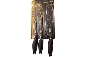 Thyme & Table 3 Piece Knife Set Non Stick Stainless Steel with Santoku Knife & Comfort Grip Handle