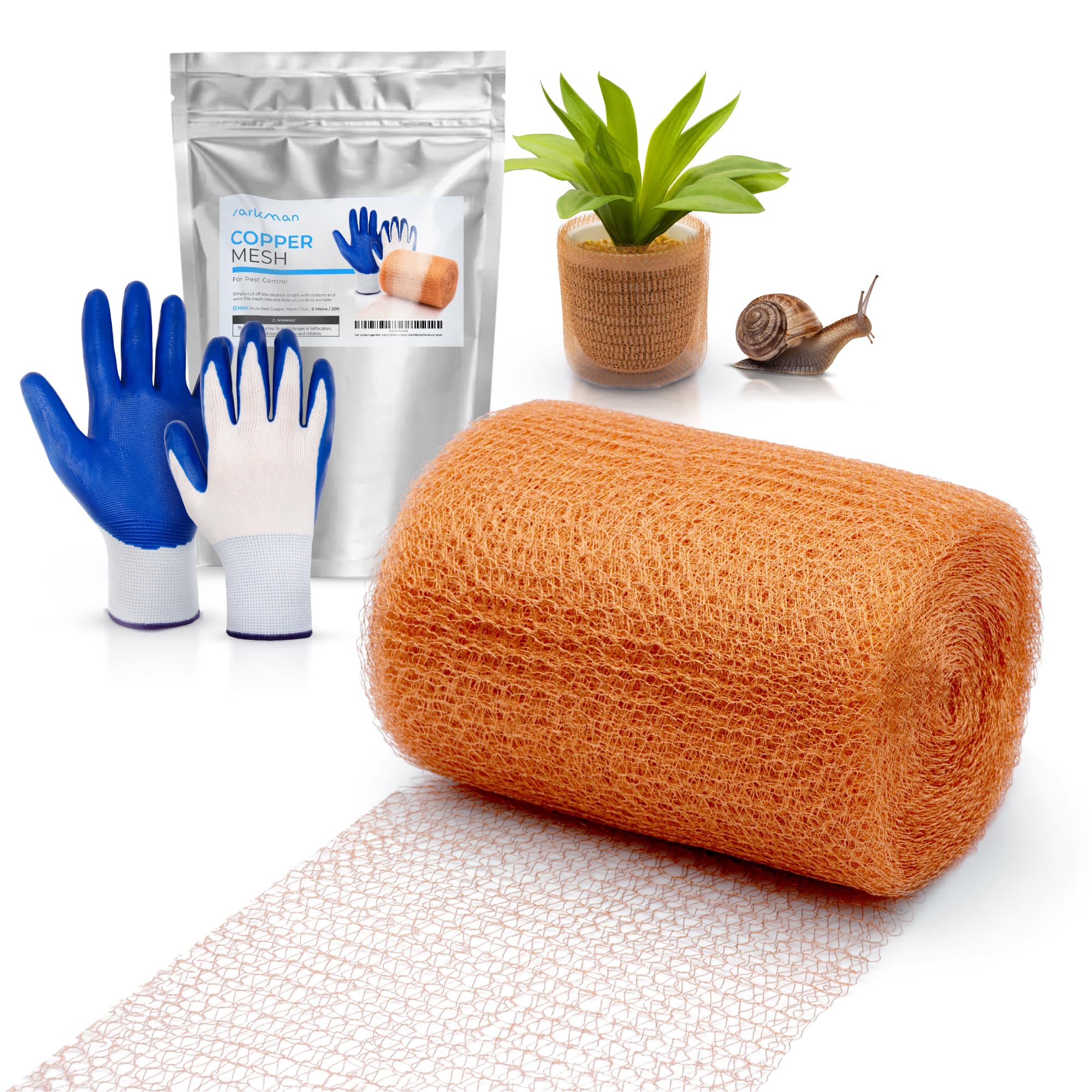 sarkman Copper Mesh Slug Repellent - 9 Metre / 30 Feet Pure Copper Rodent Pest Control Mesh - Durable & Pet Safe Garden Protector - Flexible, Cuttable Insect Barrier for Mice, Rats & Birds | Red