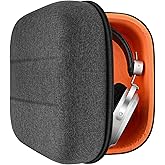 Geekria Shield for Large-Sized Over-Ear Headphones Case Compatible with HiFiMAN HE 400i, HE 6se, HE 5se, Replacement Protective Hard Shell Travel Carrying Bag with Cable Storage (Dark Grey)