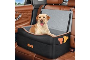 VavoPaw Dog Car Seat for Medium Dog, Dogs Booster Seat Under 50Lbs or 2 Small Dogs Washable, Pet Car Seats with 2 Safety Leashes, Pets Sofa Bed Cushion Add Thick Sponge, Pet Cars Carrier for Travel
