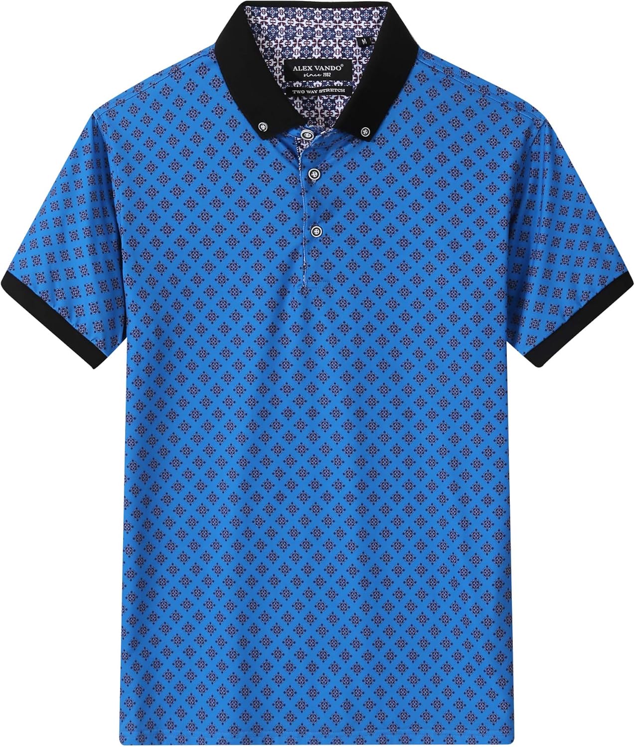 Alex Vando Mens Polo Shirts Short Sleeve Regular Fit Fashion Designed Shirt at  Men’s Clothing store