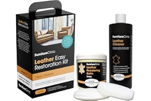 Furniture Clinic Leather Easy Restoration Kit | with Leather Recoloring Balm, Cleaner, Sponge, and Cloth | Leather Repair Kit