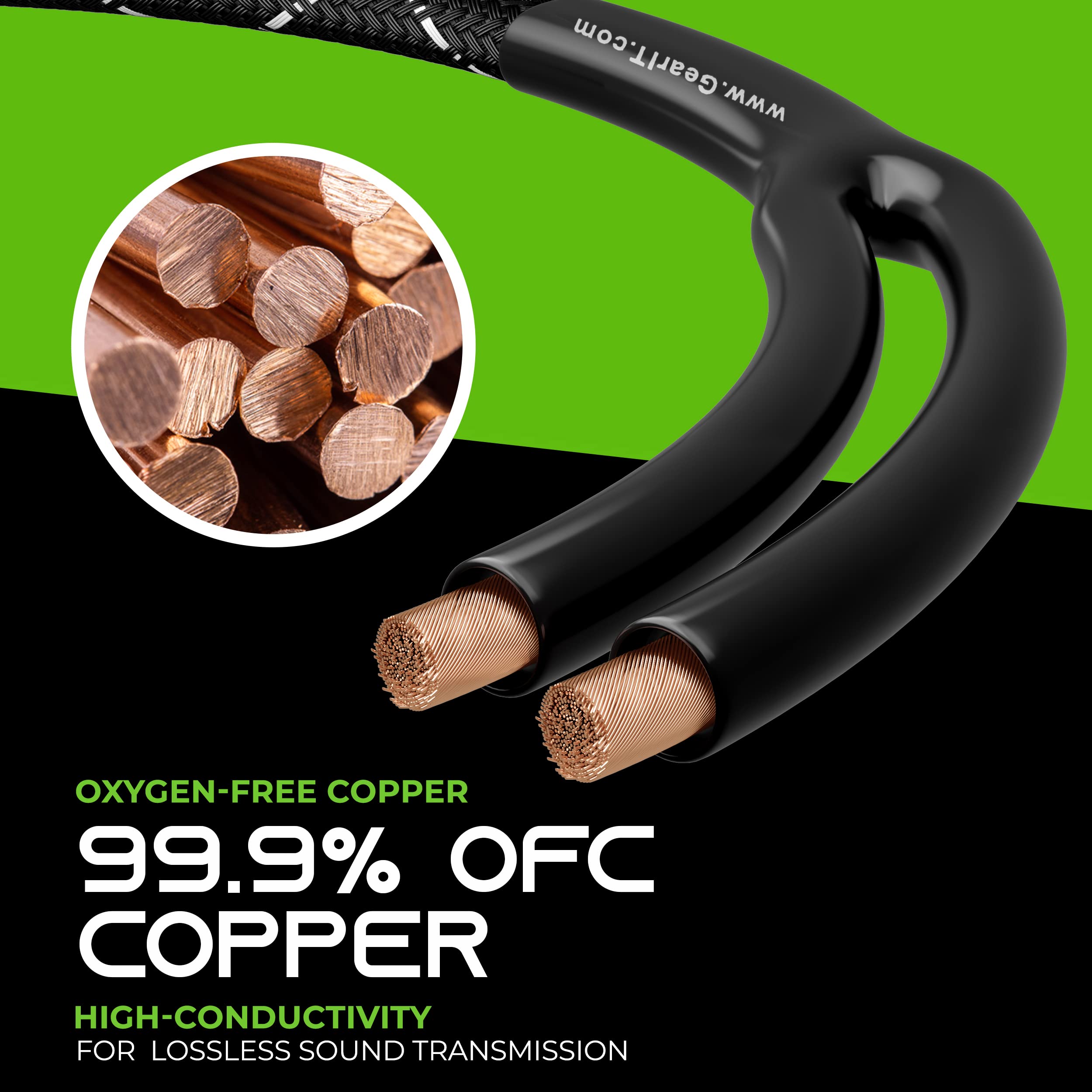 GEARit Hi-Fi Lautsprecherkabel Mit Bananensteckern - 12 AWG OFC Für Perfekten Sound