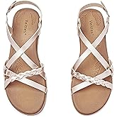 Veittes Women's Flat Slide Sandals - Fashion Comfortable Cross Strappy Braided Flat Summer Sandals.(2207023-2,GD/MF,9)