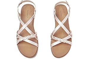 Veittes Women's Flat Slide Sandals-Adjustable Double Elastic Bands,Crossover Straps,Fashion Casual Summer Flat Sandals.