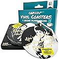 Glatiaofy Record Coasters for Drinks with Player and Unique Labels for Music Lovers, 6 Pcs Music Coasters for Drinks, Bars, Party, Office, Gifts for Music Lovers, Home Decor Housewarming (Singer)