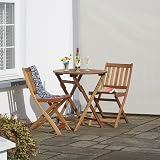 Garden Life Wooden Bistro Set - Folding Patio Table & 2 Chairs - Acacia view 2