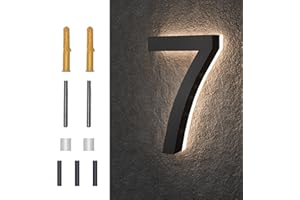MIDIT 5 Inch Backlit LED House Numbers, Waterproof Stainless Steel, High Transparency Acrylic, LED Illuminated Home Address Number, Lighted House Numbers, Modern Address Numbers, 5 Inch Number 7
