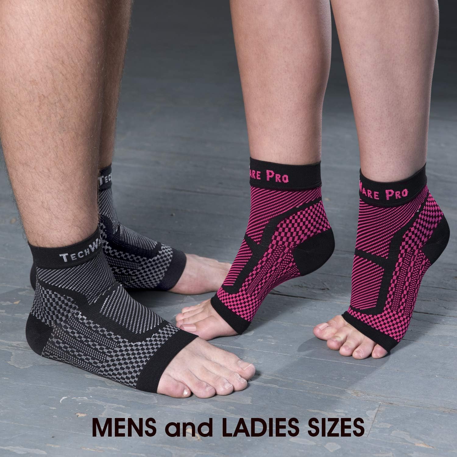 TechWare Pro Ankle Brace Compression Sleeve - Relieves Achilles Tendonitis, Joint Pain. Plantar Fasciitis Sock with Foot Arch Support Reduces Swelling & Heel Spur Pain. Injury Recovery for Sports : Sports & Outdoors